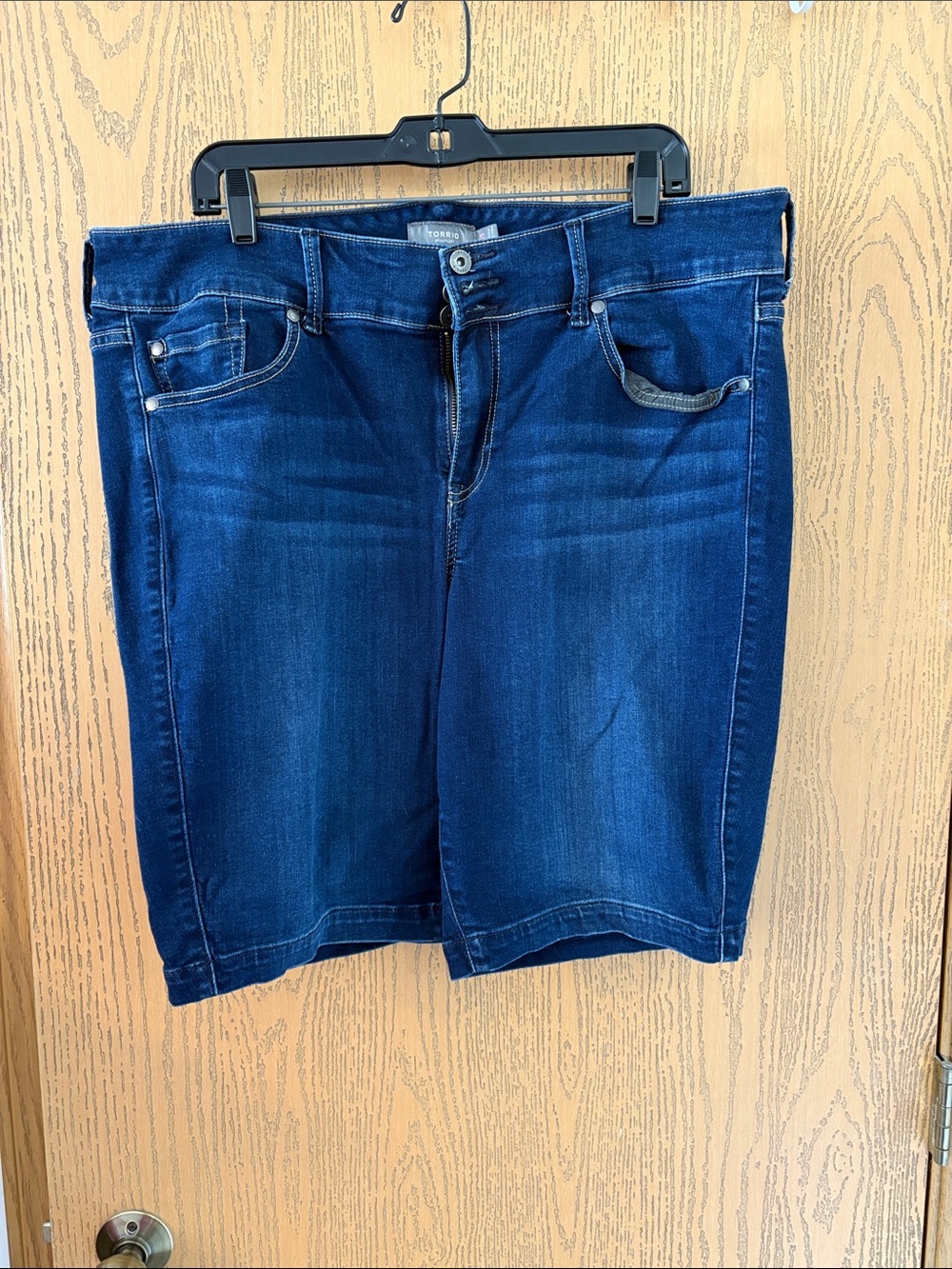 Torrid Dark Blue Stretch Denim Jean Shorts